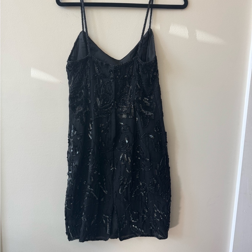 Vintage Sequin and Beaded Black Mini Dress - Picture 2 of 6
